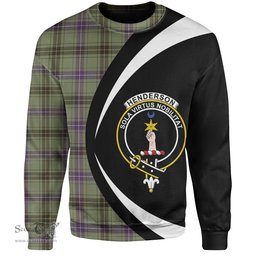 ScotsTee Shop Scottish Henderson Weathered Clan Crest Personalized Tartan Sweatshirt Circle Style Back Shirt with Your Text