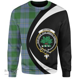 ScotsTee Shop Scottish Irvine of Bonshaw Ancient Clan Crest Personalized Tartan Sweatshirt Circle Style Back Shirt with Your Text