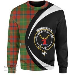 ScotsTee Shop Scottish Hutcheson Ancient Clan Crest Personalized Tartan Sweatshirt Circle Style Back Shirt with Your Text