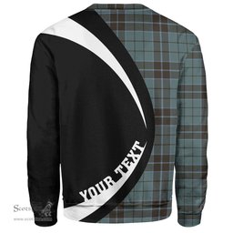 ScotsTee Shop Scottish Innes (Georgina) Weathered Clan Crest Personalized Tartan Sweatshirt Circle Style Back Shirt with Your Text