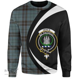 ScotsTee Shop Scottish Innes (Georgina) Weathered Clan Crest Personalized Tartan Sweatshirt Circle Style Back Shirt with Your Text