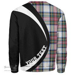 ScotsTee Shop Scottish Dennistoun Clan Crest Personalized Tartan Sweatshirt Circle Style Back Shirt with Your Text