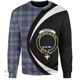 ScotsTee Shop Scottish Haney Blue Weathered Clan Crest Personalized Tartan Sweatshirt Circle Style Back Shirt with Your Text