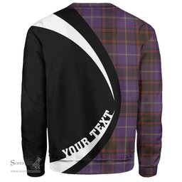 ScotsTee Shop Scottish Home Weathered Clan Crest Personalized Tartan Sweatshirt Circle Style Back Shirt with Your Text