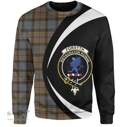 ScotsTee Shop Scottish Forsyth Weathered Clan Crest Personalized Tartan Sweatshirt Circle Style Back Shirt with Your Text