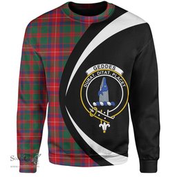 ScotsTee Shop Scottish Geddes Modern Clan Crest Personalized Tartan Sweatshirt Circle Style Back Shirt with Your Text