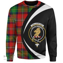 ScotsTee Shop Scottish Fullerton Clan Crest Personalized Tartan Sweatshirt Circle Style Back Shirt with Your Text