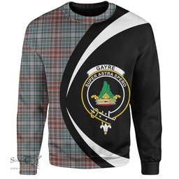 ScotsTee Shop Scottish Gayre Weathered Clan Crest Personalized Tartan Sweatshirt Circle Style Back Shirt with Your Text