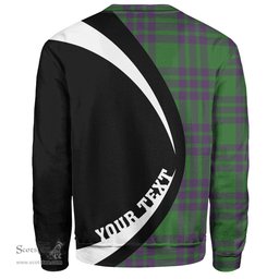 ScotsTee Shop Scottish Elphinstone Ancient Clan Crest Personalized Tartan Sweatshirt Circle Style Back Shirt with Your Text