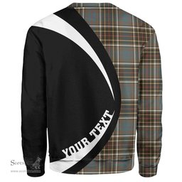 ScotsTee Shop Scottish Hislop 2 Weathered Clan Crest Personalized Tartan Sweatshirt Circle Style Back Shirt with Your Text
