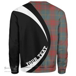 ScotsTee Shop Scottish Harvey Weathered Clan Crest Personalized Tartan Sweatshirt Circle Style Back Shirt with Your Text