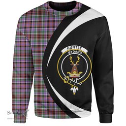 ScotsTee Shop Scottish Huntly Ancient Clan Crest Personalized Tartan Sweatshirt Circle Style Back Shirt with Your Text