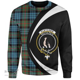 ScotsTee Shop Scottish Fletcher of Dunans Clan Crest Personalized Tartan Sweatshirt Circle Style Back Shirt with Your Text