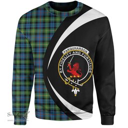 ScotsTee Shop Scottish Farquharson Ancient Clan Crest Personalized Tartan Sweatshirt Circle Style Back Shirt with Your Text