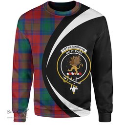 ScotsTee Shop Scottish Fotheringham Modern Clan Crest Personalized Tartan Sweatshirt Circle Style Back Shirt with Your Text