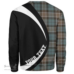 ScotsTee Shop Scottish Graham of Menteith Weathered Clan Crest Personalized Tartan Sweatshirt Circle Style Back Shirt with Your Text