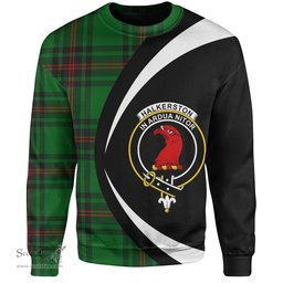 ScotsTee Shop Scottish Halkerston Clan Crest Personalized Tartan Sweatshirt Circle Style Back Shirt with Your Text
