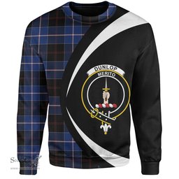 ScotsTee Shop Scottish Dunlop Modern Clan Crest Personalized Tartan Sweatshirt Circle Style Back Shirt with Your Text