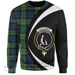ScotsTee Shop Scottish Fletcher Family Modern Clan Crest Personalized Tartan Sweatshirt Circle Style Back Shirt with Your Text