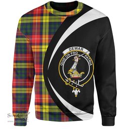 ScotsTee Shop Scottish Dewar Clan Crest Personalized Tartan Sweatshirt Circle Style Back Shirt with Your Text