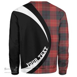 ScotsTee Shop Scottish Douglas of Roxburgh Weathered Clan Crest Personalized Tartan Sweatshirt Circle Style Back Shirt with Your Text