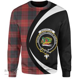 ScotsTee Shop Scottish Douglas of Roxburgh Weathered Clan Crest Personalized Tartan Sweatshirt Circle Style Back Shirt with Your Text