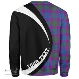 ScotsTee Shop Scottish Lang (Laing) Modern Clan Crest Personalized Tartan Sweatshirt Circle Style Back Shirt with Your Text