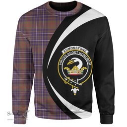 ScotsTee Shop Scottish Edmonstone Weathered Clan Crest Personalized Tartan Sweatshirt Circle Style Back Shirt with Your Text