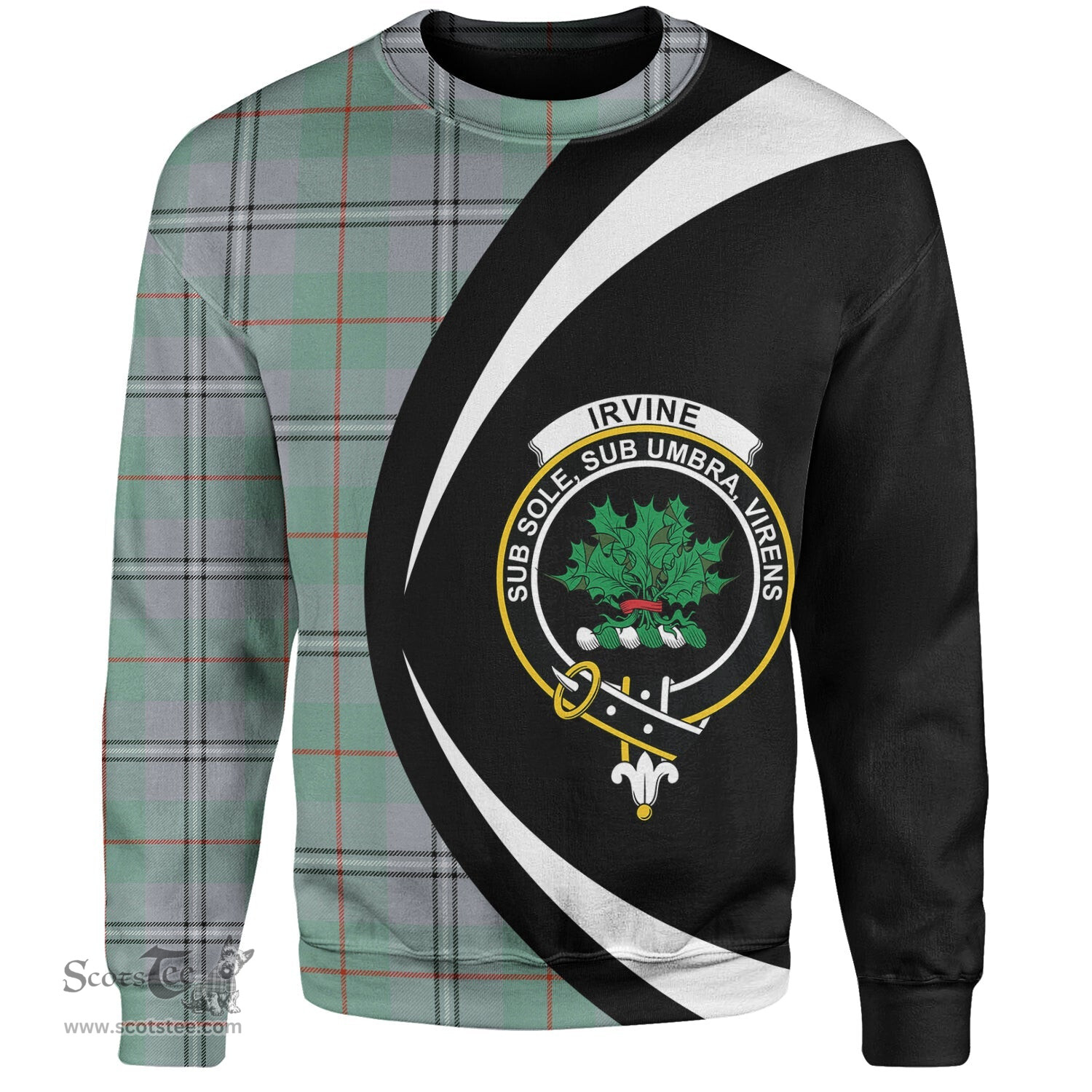 ScotsTee Shop Scottish Irvine of Glentulchan Ancient Clan Crest Personalized Tartan Sweatshirt Circle Style Back Shirt with Your Text