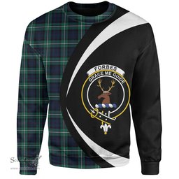 ScotsTee Shop Scottish Forbes Modern Clan Crest Personalized Tartan Sweatshirt Circle Style Back Shirt with Your Text