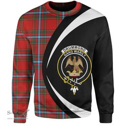 ScotsTee Shop Scottish Drummond of Fingask Modern Clan Crest Personalized Tartan Sweatshirt Circle Style Back Shirt with Your Text