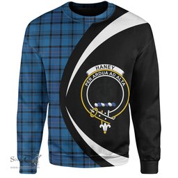 ScotsTee Shop Scottish Haney Blue Modern Clan Crest Personalized Tartan Sweatshirt Circle Style Back Shirt with Your Text