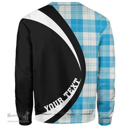 ScotsTee Shop Scottish Erskine Blue Clan Crest Personalized Tartan Sweatshirt Circle Style Back Shirt with Your Text