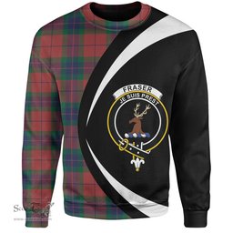 ScotsTee Shop Scottish Fraser of Boblainy Hugh Modern Clan Crest Personalized Tartan Sweatshirt Circle Style Back Shirt with Your Text