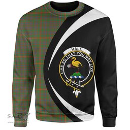 ScotsTee Shop Scottish Hall Ancient Clan Crest Personalized Tartan Sweatshirt Circle Style Back Shirt with Your Text