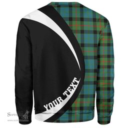 ScotsTee Shop Scottish Gunn Ancient Clan Crest Personalized Tartan Sweatshirt Circle Style Back Shirt with Your Text