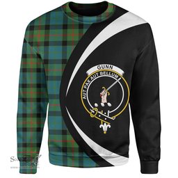 ScotsTee Shop Scottish Gunn Ancient Clan Crest Personalized Tartan Sweatshirt Circle Style Back Shirt with Your Text