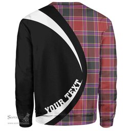 ScotsTee Shop Scottish Gordon of Abergeldie Weathered Clan Crest Personalized Tartan Sweatshirt Circle Style Back Shirt with Your Text