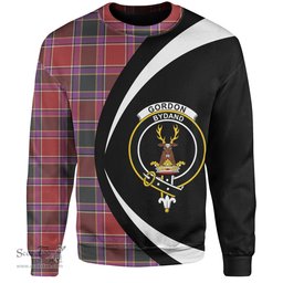 ScotsTee Shop Scottish Gordon of Abergeldie Weathered Clan Crest Personalized Tartan Sweatshirt Circle Style Back Shirt with Your Text