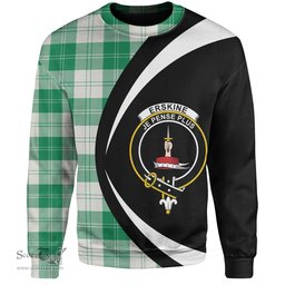 ScotsTee Shop Scottish Erskine Green Clan Crest Personalized Tartan Sweatshirt Circle Style Back Shirt with Your Text