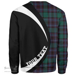 ScotsTee Shop Scottish Hunter of Peebleshire Modern Clan Crest Personalized Tartan Sweatshirt Circle Style Back Shirt with Your Text