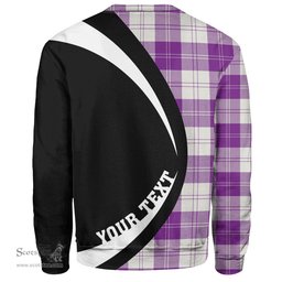 ScotsTee Shop Scottish Erskine Purple Clan Crest Personalized Tartan Sweatshirt Circle Style Back Shirt with Your Text