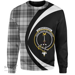 ScotsTee Shop Scottish Glendinning Clan Crest Personalized Tartan Sweatshirt Circle Style Back Shirt with Your Text