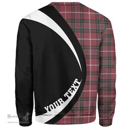ScotsTee Shop Scottish Hunter of Bute (Hunter Maroon) Weathered Clan Crest Personalized Tartan Sweatshirt Circle Style Back Shirt with Your Text