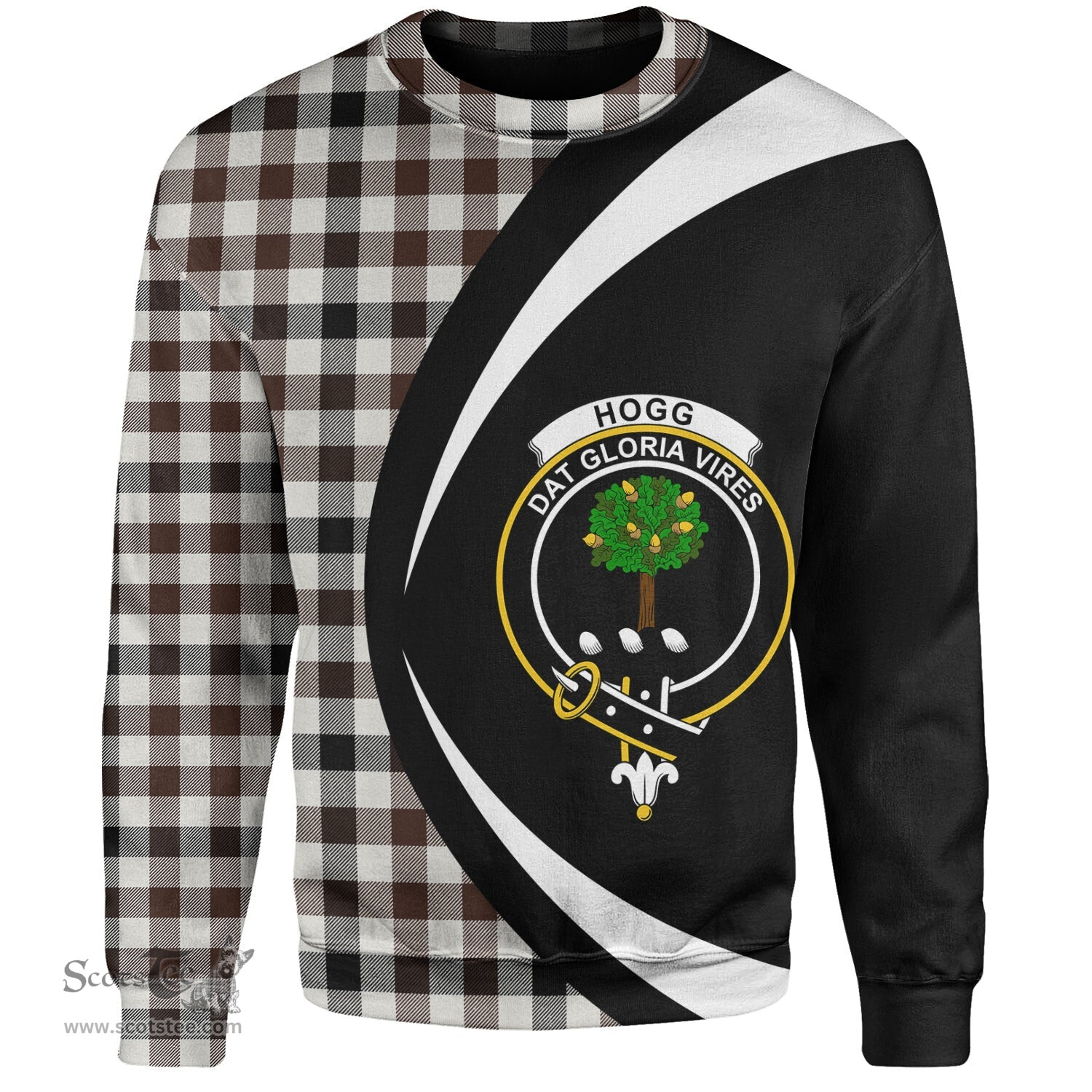 ScotsTee Shop Scottish Hogg Modern Clan Crest Personalized Tartan Sweatshirt Circle Style Back Shirt with Your Text