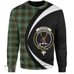 ScotsTee Shop Scottish Forbes of Druinnor Ancient Clan Crest Personalized Tartan Sweatshirt Circle Style Back Shirt with Your Text