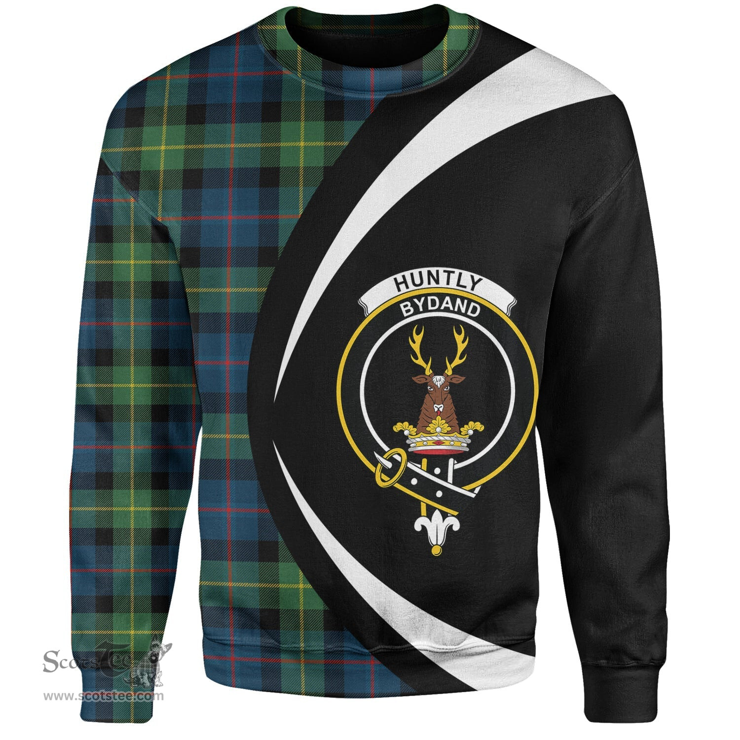 ScotsTee Shop Scottish Huntly Gordon Gathering 2000 Modern Clan Crest Personalized Tartan Sweatshirt Circle Style Back Shirt with Your Text