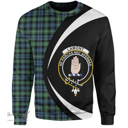 ScotsTee Shop Scottish Lamont Ancient Clan Crest Personalized Tartan Sweatshirt Circle Style Back Shirt with Your Text