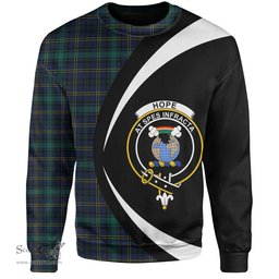 ScotsTee Shop Scottish Hope Vere Modern Clan Crest Personalized Tartan Sweatshirt Circle Style Back Shirt with Your Text