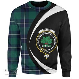 ScotsTee Shop Scottish Irvine Modern Clan Crest Personalized Tartan Sweatshirt Circle Style Back Shirt with Your Text
